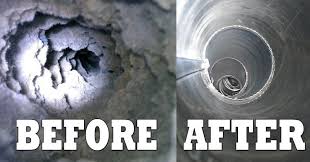 Dryer vent cleaning before and after.