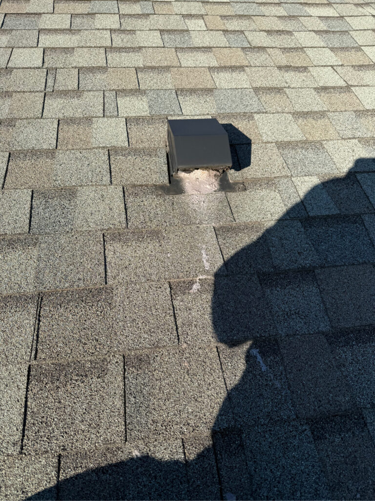 A picture showing an incorrect rooftop dryer vent cap or exhaust referred to as a Broan.